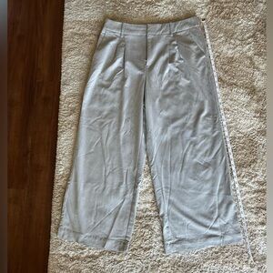 Gray Wide Leg Trousers Dress Pants